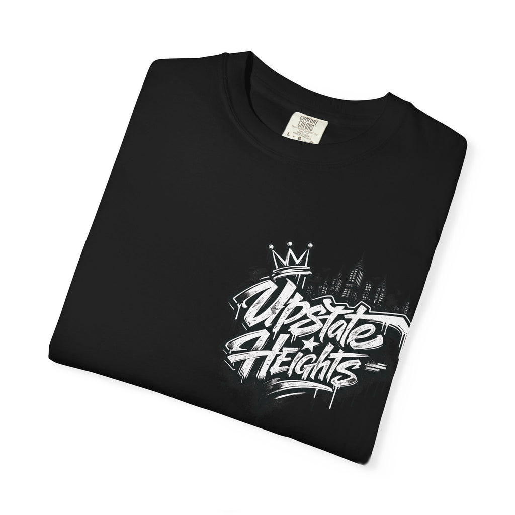 Upstate Heights Graffiti T-Shirt — Streetwear City Skyline & Sneaker Graphic