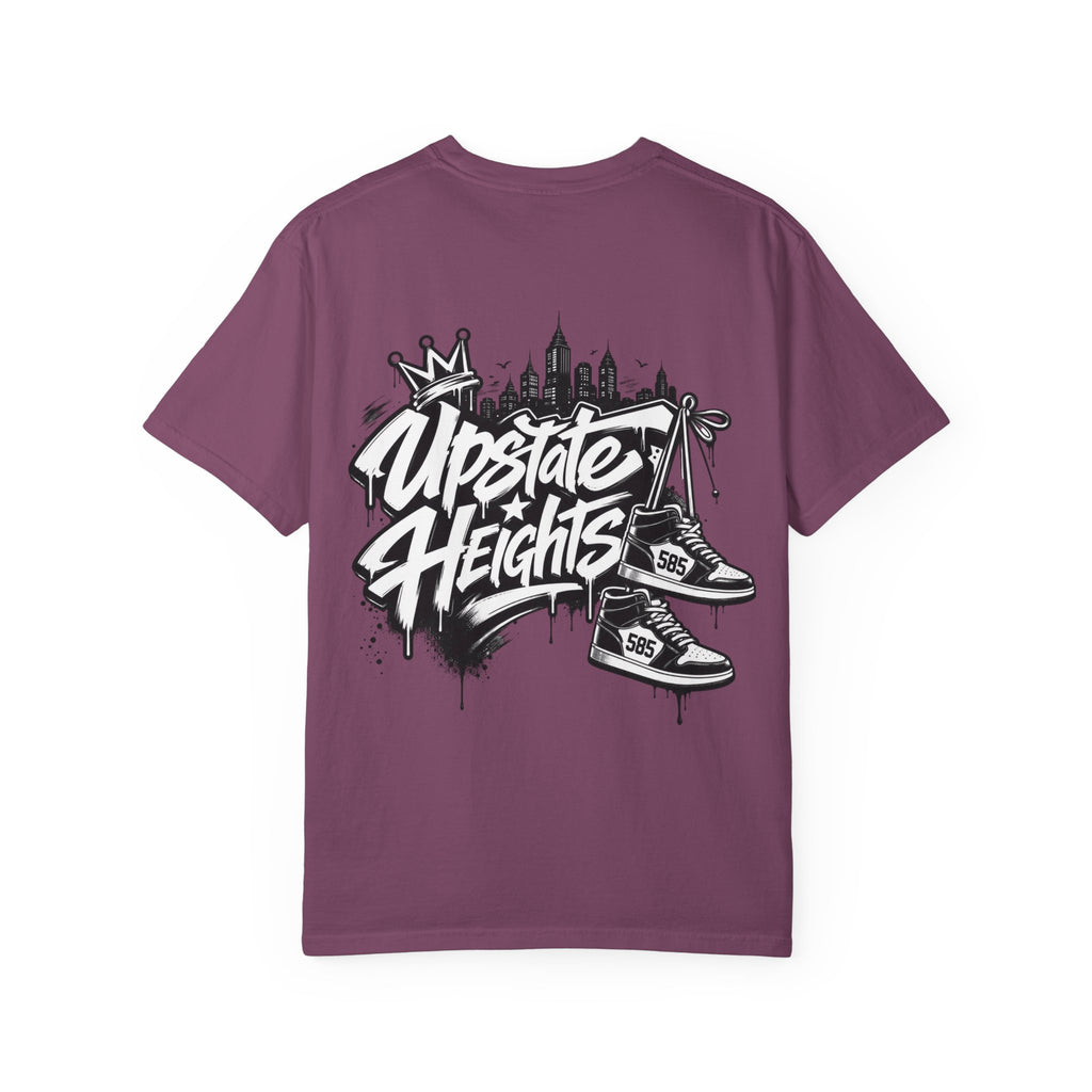 Upstate Heights Graffiti T-Shirt — Streetwear City Skyline & Sneaker Graphic