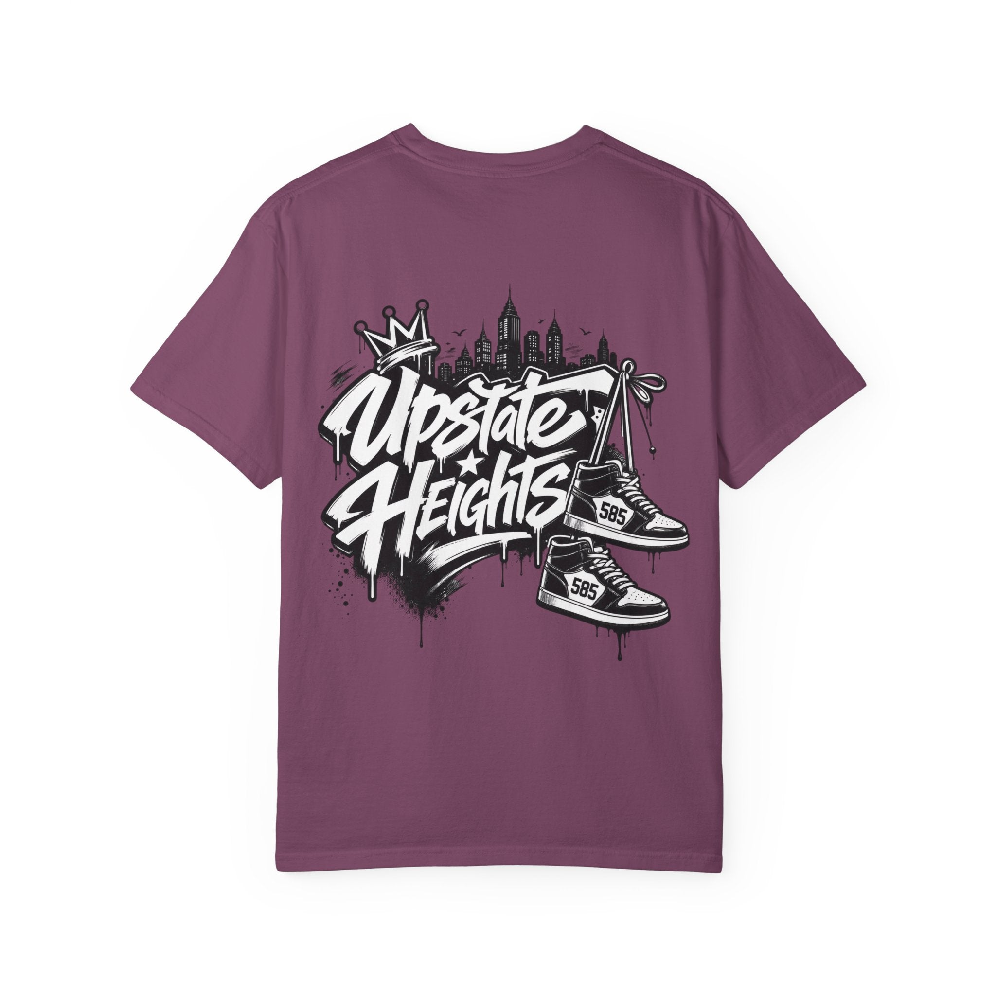 Upstate Heights Graffiti T-Shirt — Streetwear City Skyline & Sneaker Graphic