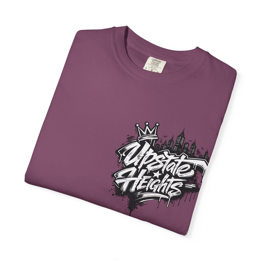 Upstate Heights Graffiti T-Shirt — Streetwear City Skyline & Sneaker Graphic
